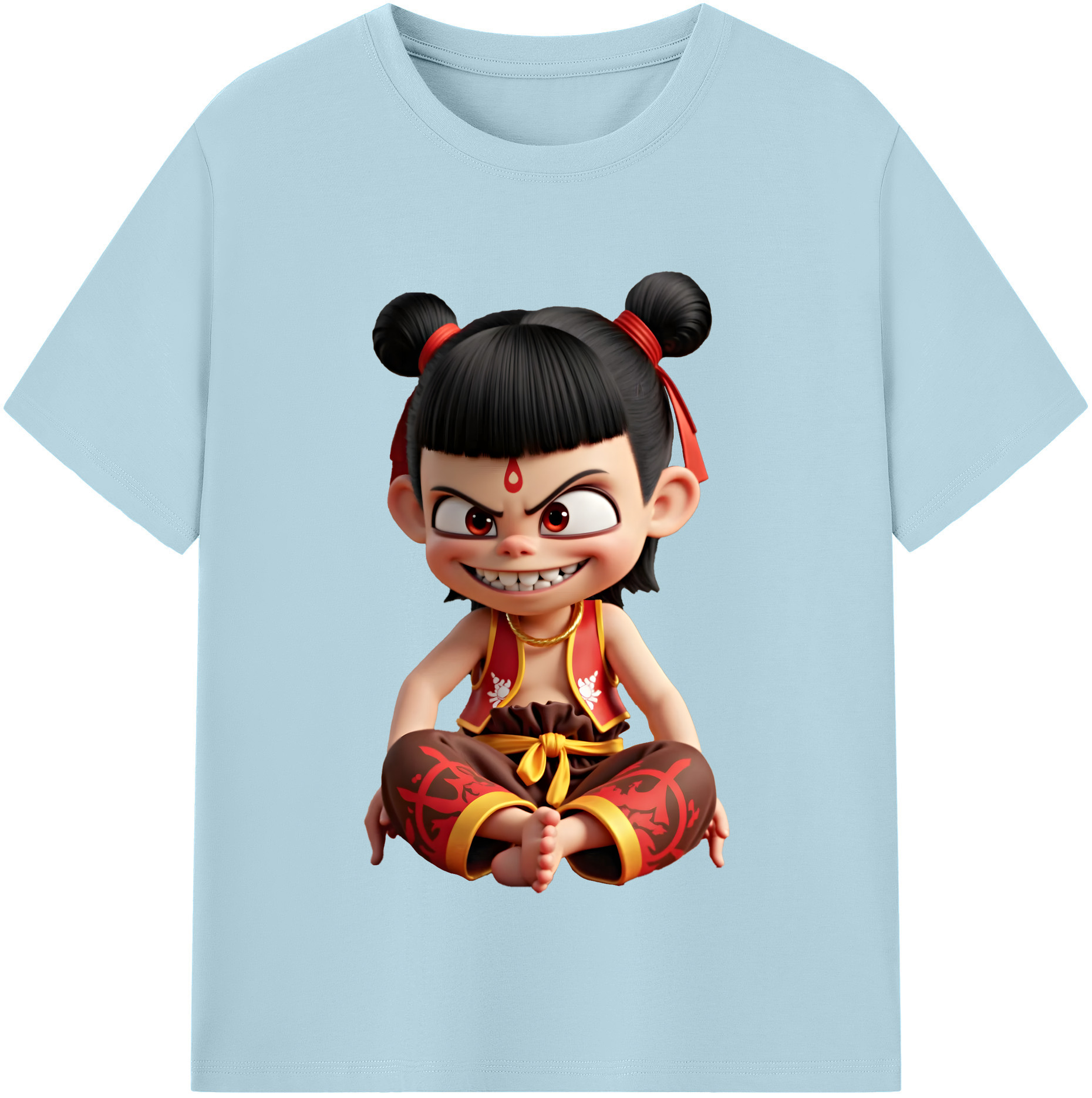 （画像用） Ne Zha 2 ナタ 魔童の大暴れ 綿100％半袖Tシャツ（フロントプリント）